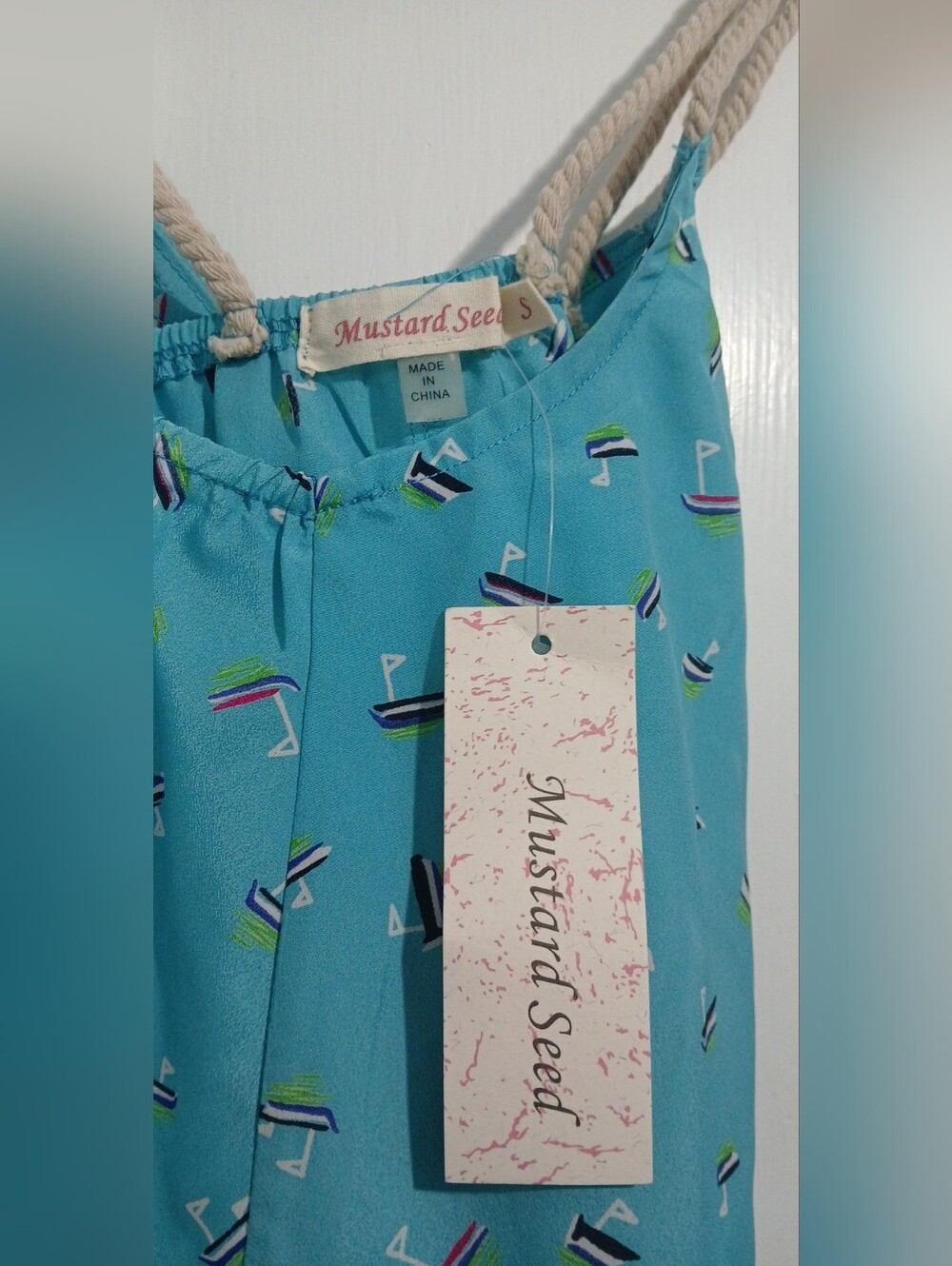 Mustard Seed Small Turquoise Sailboat Tank Top - NWT - Picture 2 of 6